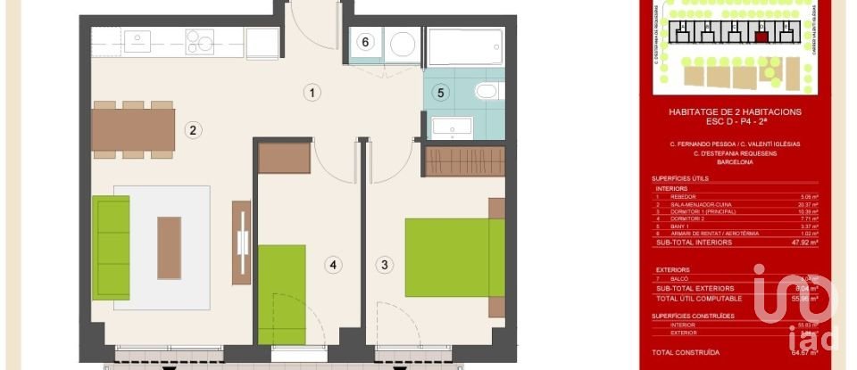 Piso 2 habitaciones de 67 m² en Barcelona (08030)