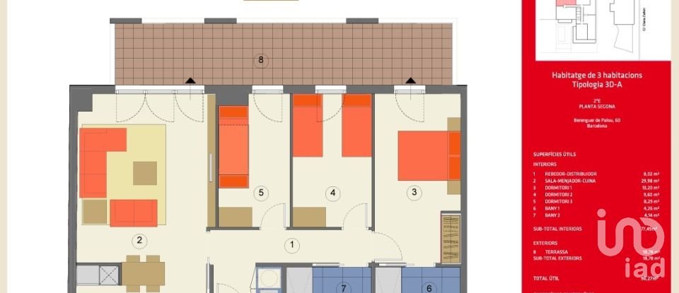 Pis 3 habitacions de 110 m² a Barcelona (08027)