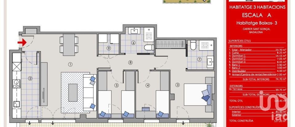 Appartement 2 chambres de 70 m² à Sabadell (08203)