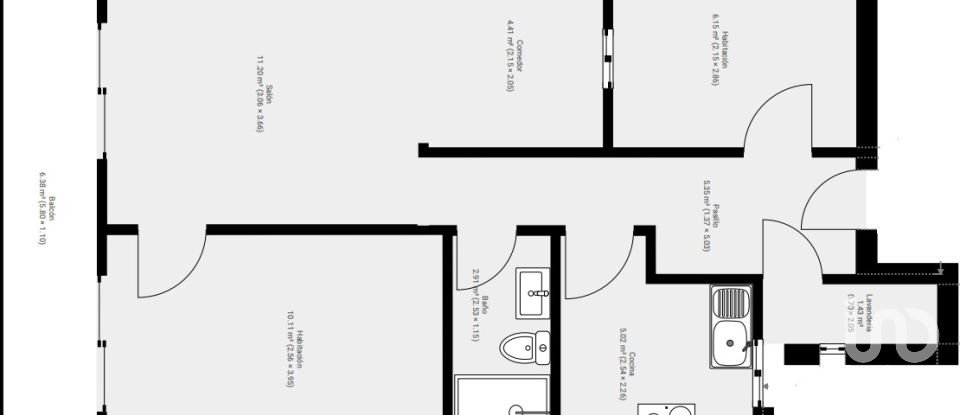 Pis 2 habitacions de 60 m² a Barcelona (08004)