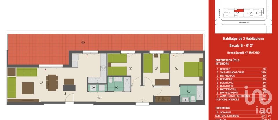 Pis 3 habitacions de 82 m² a Mataró (08302)