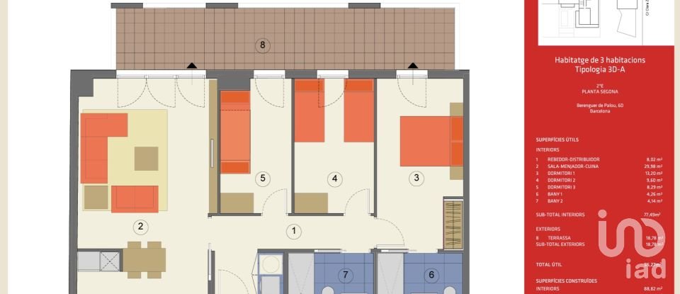 Pis 3 habitacions de 107 m² a Barcelona (08030)