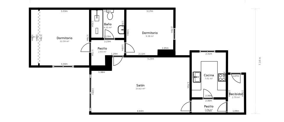 Pis 2 habitacions de 64 m² a Barcelona (08025)