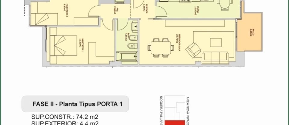 Piso 2 habitaciones de 75 m² en Balaguer (25600)