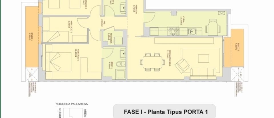 Pis 3 habitacions de 95 m² a Balaguer (25600)