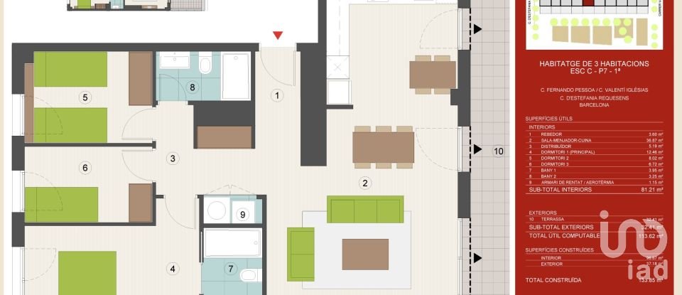 Pis 3 habitacions de 134 m² a Barcelona (08030)