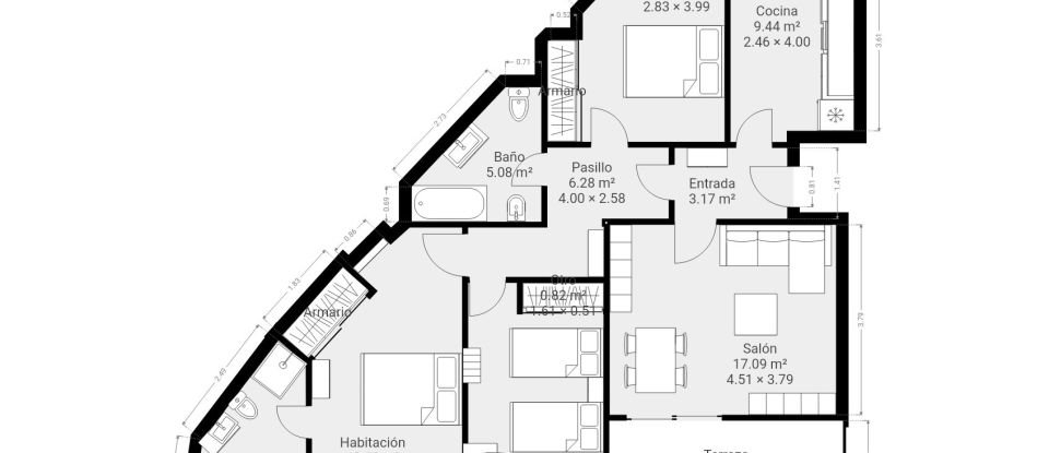 Piso 3 habitaciones de 100 m² en Soutomaior (36691)