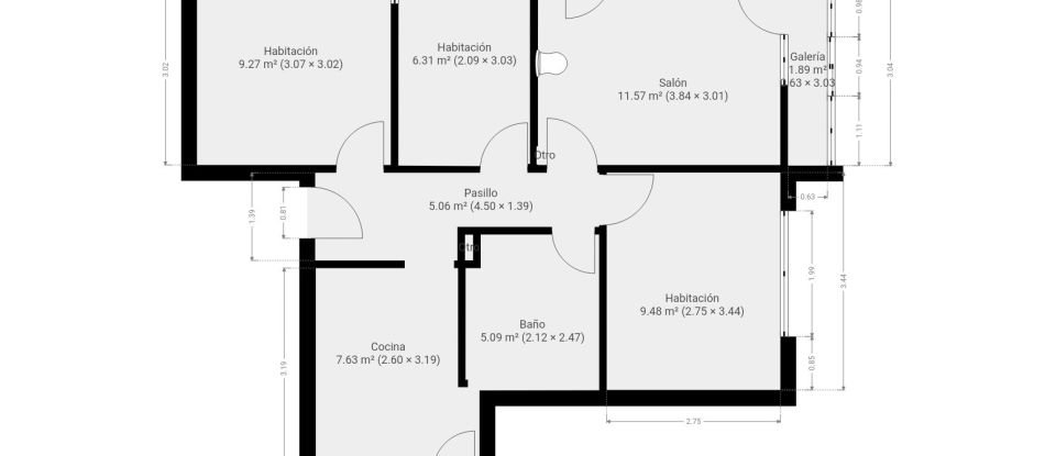 Piso 3 habitaciones de 83 m² en Carril (36610)