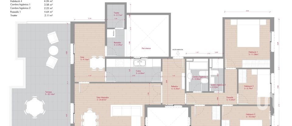 Pis 5 habitacions de 131 m² a Barcelona (08031)