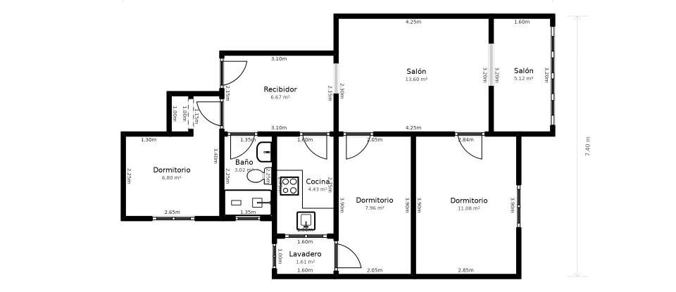 Appartement 3 chambres de 65 m² à Barcelona (08026)