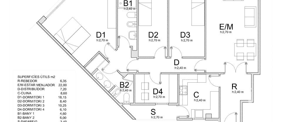 Pis 4 habitacions de 91 m² a Barcelona (08006)