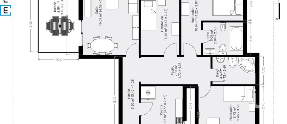 Pis 3 habitacions de 131 m² a Dénia (03700)