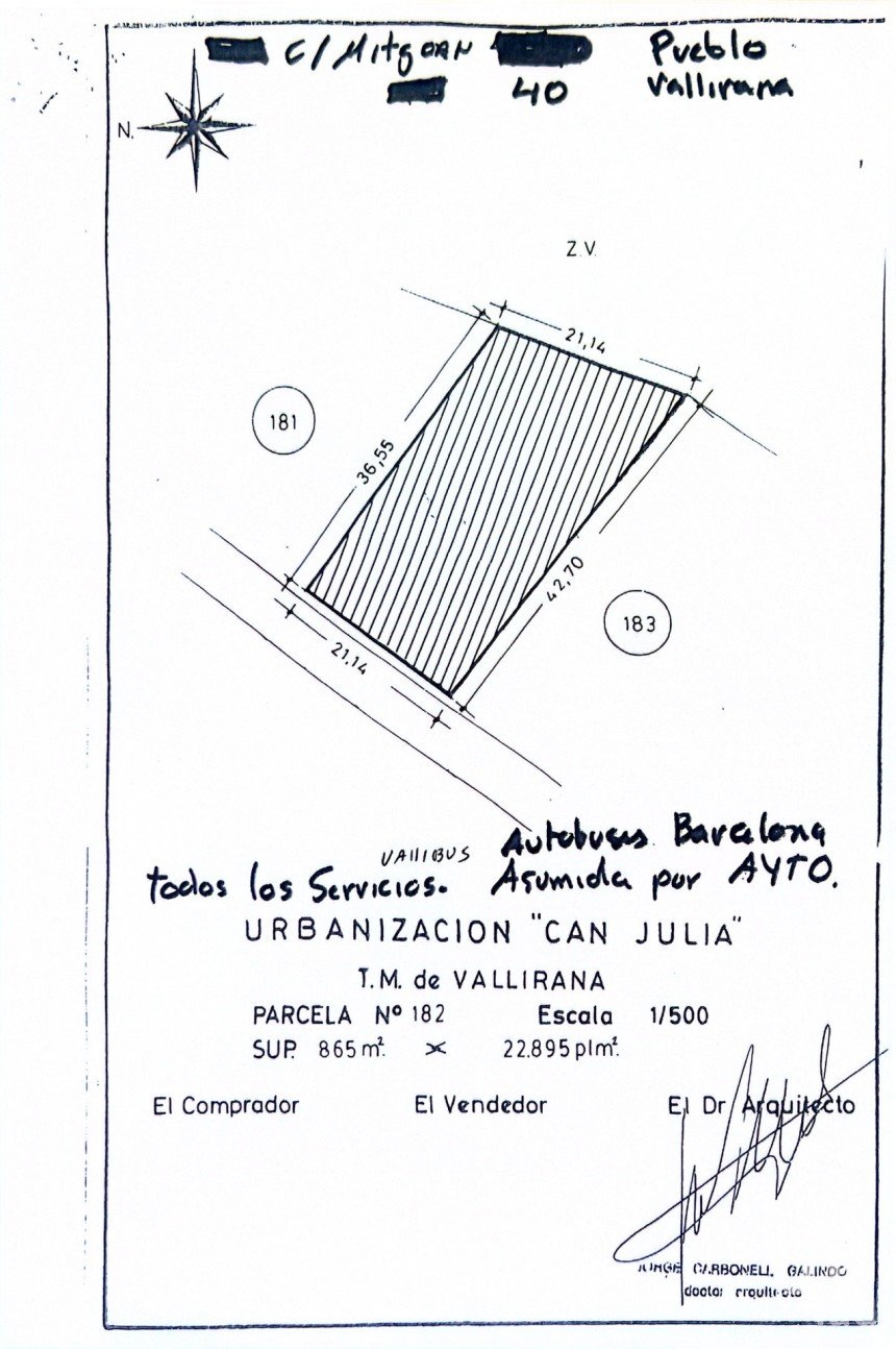 Terra de 865 m² a Vallirana (08759)